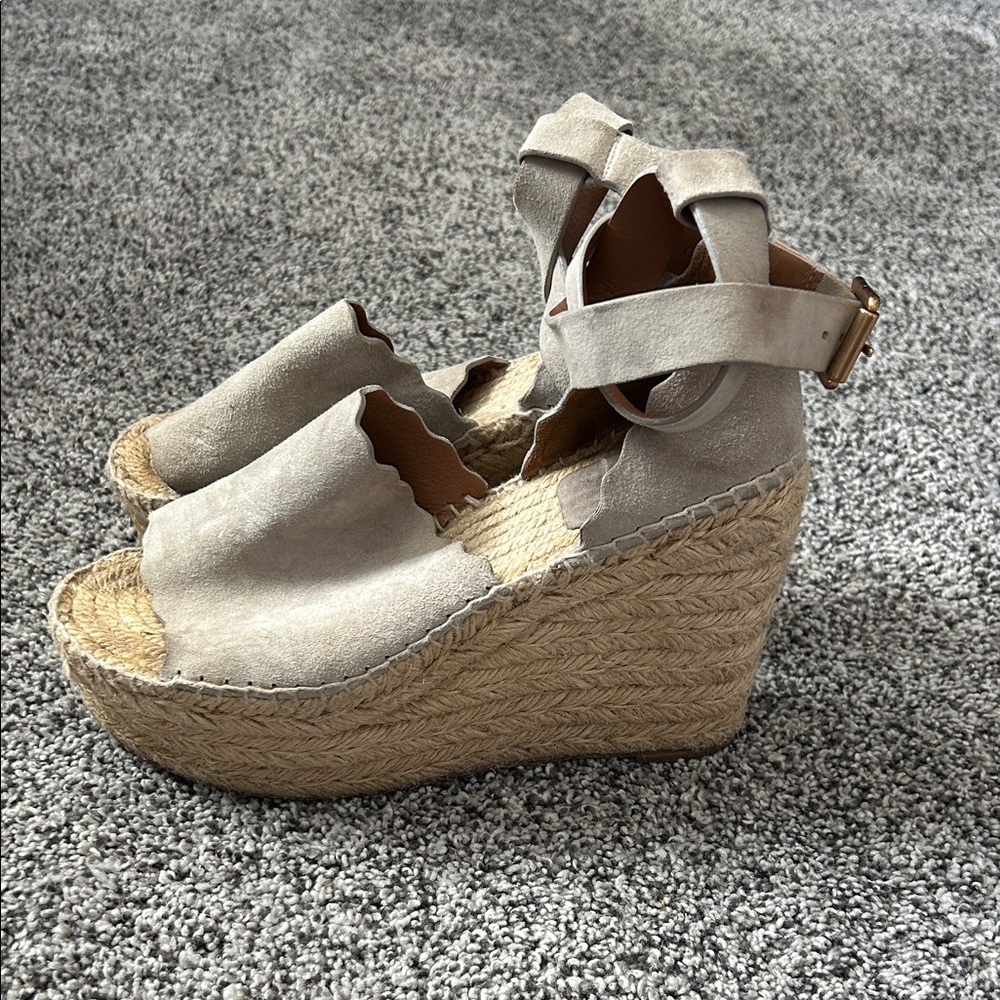 Stylish Beige Wedge Sandals